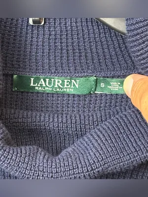 Lauren Ralph Lauren Women’s Small Navy Waffle Knit Cowl Neck Cotton Sweater thumbnail 11