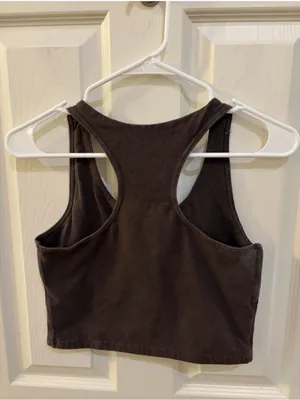 Pact Organic Cotton Racerback Crop Tank Top Brown Size S 90% Organic Cotton thumbnail 2