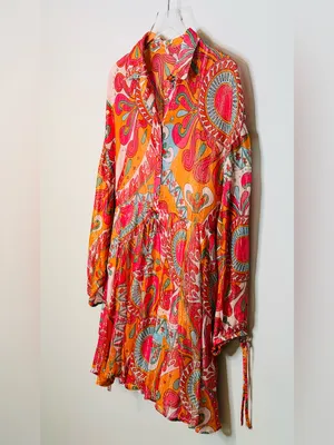 Sundress Blair Havana Framboise Orange Pink Paisley Metallic Mini Dress thumbnail 7