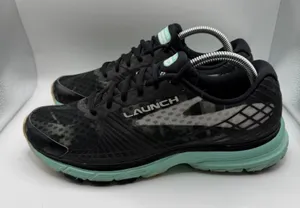 Brooks Women's Launch 3 Black/White/Ice Green Running Sneaker 10 B (M) thumbnail 1