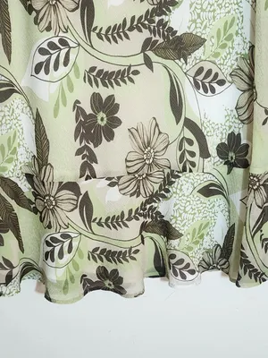 Alfred Dunner Green and Brown Midi Skirt with Ruffle Hem Size 18 thumbnail 4