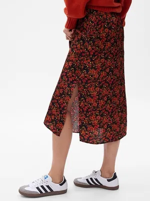 GAP Floral Midi Skirt with Side Slit Size Large thumbnail 1