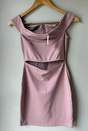 NWT Anthropologie Silence + Noise Mauve Purple Belly Cut Out Dress thumbnail 1