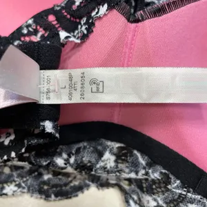 PINK Black and White Lace Bralette LARGE thumbnail 5