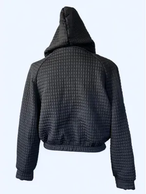 American Vintage Vintage Y2K Quilted Bubble Cropped Hoodie size small 🖤 thumbnail 4