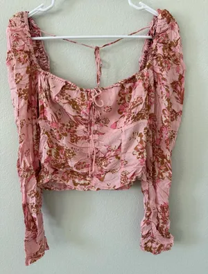 Free People Three people tie back peasant blouse thumbnail 2