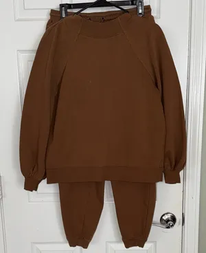 Banana Republic Women’s Cinnamon Brown Fleece Mockneck 2 pc Sweatsuit Size Med thumbnail 1
