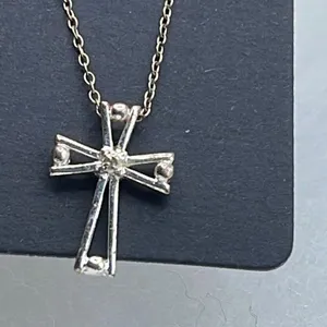 Sterling silver chain and cross pendant necklace. thumbnail 3