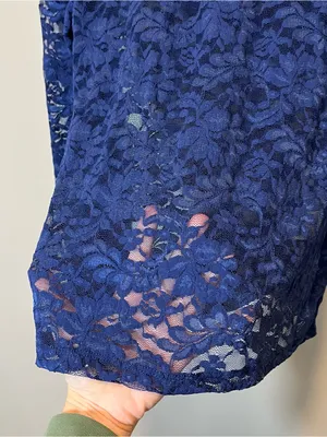 Anthropologie Women’s‎ Blue Lace Long Sleeve Layering Top XS Festival thumbnail 6