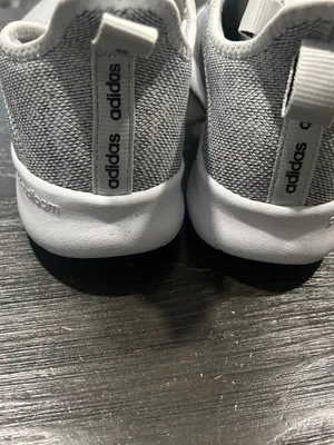 adidas White and Light Gray Knit Runner Sneakers thumbnail 6