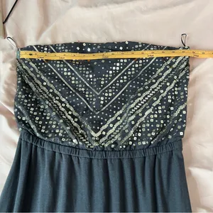 Express‎ Gray Stretch Knit Sequin Embellished Strapless Maxi Dress Dress Slit L thumbnail 12
