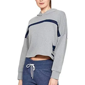 Under Armour Womens Project Rock Taped Fleece Gray S Sweatshirt 1346014-035 thumbnail 2