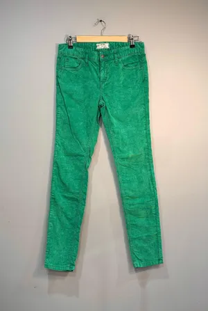 Green Free People Skinny Leg Corduroy Pants Size 28 EUC thumbnail 1
