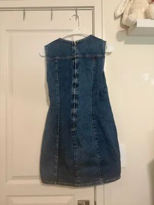 Zara TRF Fitted Denim Mini Dress Blue thumbnail 4