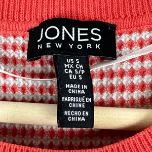 Jones New York Tank Womens S Red White Sleeveless Knit Preppy Minimalist 90s thumbnail 5