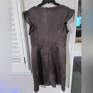 DKNY Brown Faux Suede Midi Dress thumbnail 2
