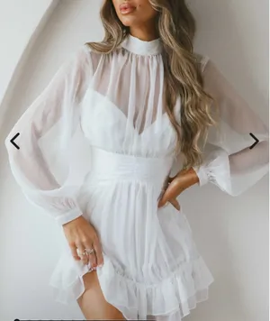 White mini long sleeve dress thumbnail 1