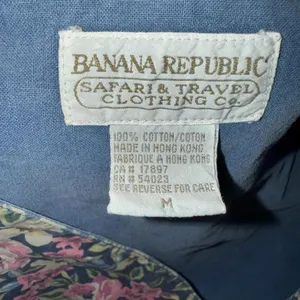Vintage Banana Republic Safari & Travel Floral Cotton Denim Printed Jean‎ Vest M thumbnail 6