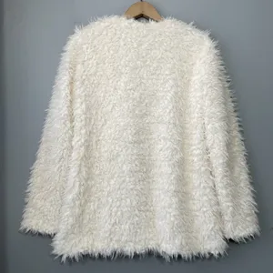 Forever 21 Teddy Jacket Size Small Creamy White Coat Faux Fur Shaggy Glam Chic thumbnail 6