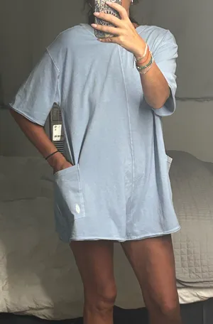 Free People Movement Hot Shot Tee Romper Steel XS Oversized NWT thumbnail 2
