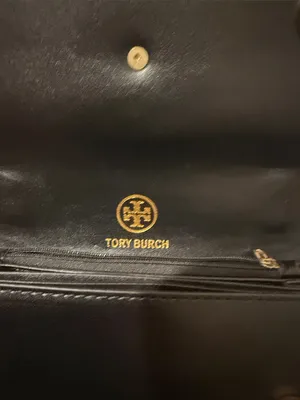 Tory Burch Black Leather Crossbody with Gold Logo Chain thumbnail 8
