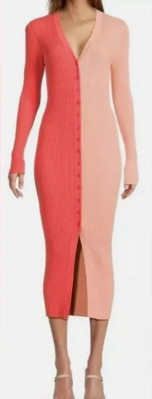 NEW Staud Shoko Long sleeve ribbed Sweater midi Dress Sz S thumbnail 1