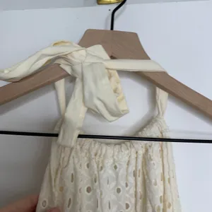 Vitamin A Off White Halter Top Maxi Cover Up Eyelet Swim Dress Womens Medium thumbnail 7