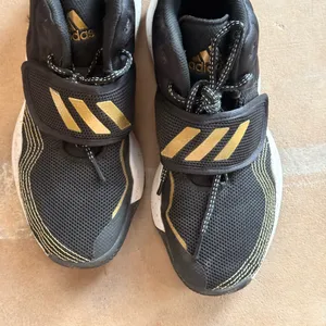 adidas Black and Gold Mesh Athletic Shoes thumbnail 2