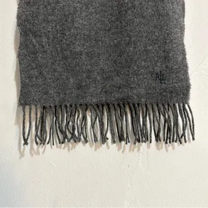 Lauren Ralph Lauren 100% Lambswool Monogram Scarf Quiet Luxury Preppy Classic thumbnail 4
