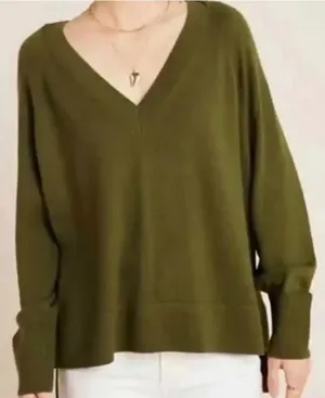 Anthropologie Gabby Long Sleeve Cropped Wool Blend Sweater Green Women’s XS thumbnail 1