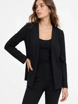 FLX L Black Open Front Blazer Jacket Long Sleeve Minimalist Workwear thumbnail 1