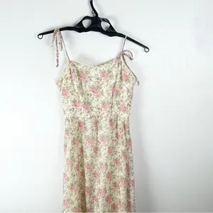 AMERICAN VINTAGE Floral Lace Trim Tie Shoulder Straps Back Zipper Maxi Dress 7/8 thumbnail 8