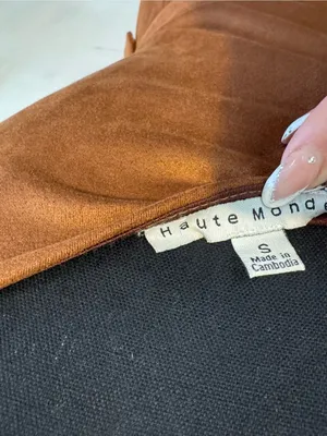 Haute Monde Sleeveless Belted Mini Dress in Rich Brown thumbnail 4