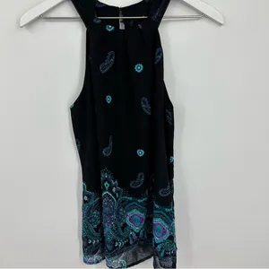 Vintage Y2K Black Paisley Embellished Halter Tank Top Size Small Whimsical Fairy thumbnail 8
