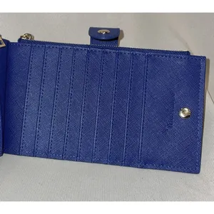Travelambo Womens Slim Bifold‎ Wallet Blue Vegan Leather Card Organizer Zipper thumbnail 4