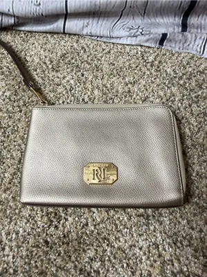 Lauren Ralph Lauren taupe metallic wristlet thumbnail 4