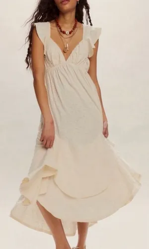 NWOT Free People Free-Est Aquamarine Maxi Dress - Tea neutral cream - Medium thumbnail 1