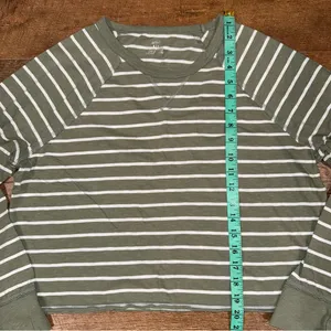 Aerie Olive Cropped Striped Long Sleeve Tee thumbnail 9