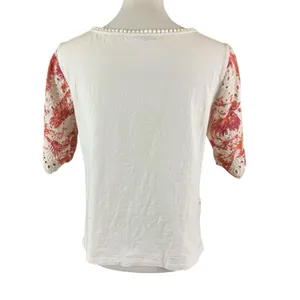 Porridge Anthropologie‎ Floral Eyelet Lace Boho Crochet Scallop Hem Top S thumbnail 2