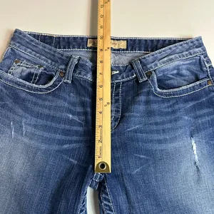 BKE Buckle Mid Rise Dark Wash Distressed Embellished Bootcut Kate Jeans Size 30 thumbnail 9