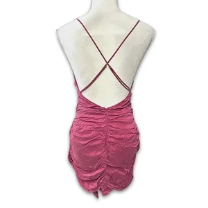 For Love & Lemons Allie Ruched Cowl Neck Draped Mini Dress Magenta Pink M NWT thumbnail 6