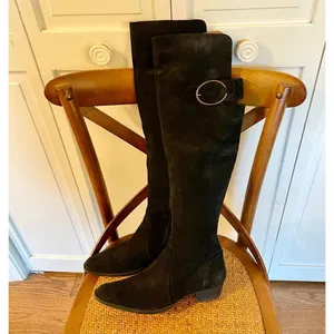 Accessoire diffusion suede point toe over knee boots size 7 Black thumbnail 2