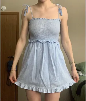 Light Blue Flowy Mini Dress thumbnail 1