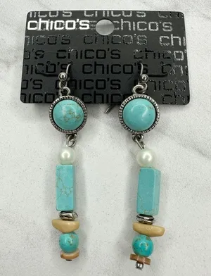 Chico's Jeniece Faux Turquoise Dangle Earrings ✨ thumbnail 1