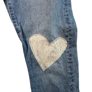Levis 501 Original 150th Jeans Heart Patch Blue Denim W25 L30 High Rise Straight thumbnail 12
