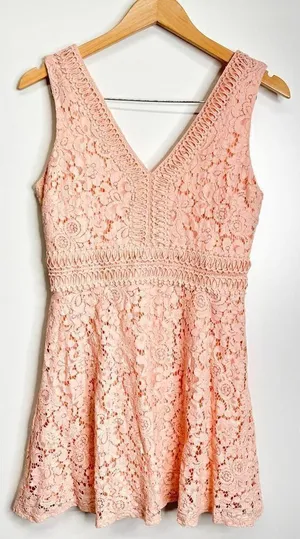 Francesca’s Mini‎ A-line Dress Floral Lace Sleeveless Size Medium thumbnail 1
