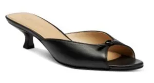 Coach Bow Kitten Heel Sandals in black leather Size 6.5 Peep Toe thumbnail 1