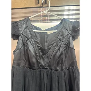 Leon Max Limited Edition Black 100% Silk Empire Waist Ruffle Cap Sleeve Dress‎ M thumbnail 11