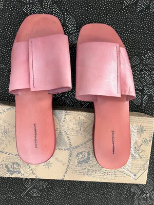Free People Verona Pink Slide Sandals with Wide Strap Watermelon Color thumbnail 3