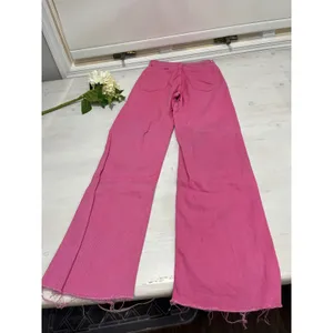 SHEIN Pink Wide Leg Jeans High Waist Frayed‎ Hem Raw Edge Size 25 Cotton thumbnail 2